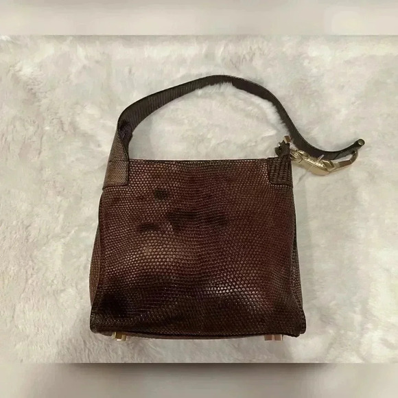 Barry Keiselstein Cord Alligator Bag with Gold Alligator Handle - Picture 6 of 8